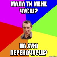 Мала ти мене чуєш? На хую переночуєш?