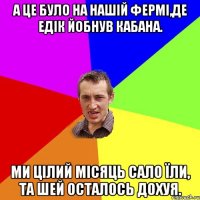 А це було на нашій фермі,де Едік йобнув кабана. ми цілий місяць сало їли, та шей осталось дохуя.