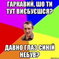 Гаркавий, шо ти тут виєбуєшся? Давно глаз синій небув?