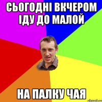 сьогодні вкчером іду до малой на палку чая