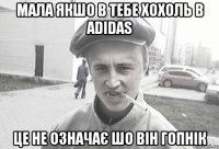 Мала якшо в тебе хохоль в Adidas це не означає шо він гопнік