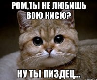 РОМ,ТЫ НЕ ЛЮБИШЬ ВОЮ КИСЮ? НУ ТЫ ПИЗДЕЦ...