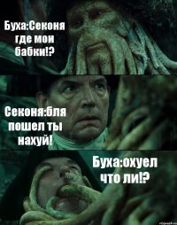 Буха:Секоня где мои бабки!? Секоня:бля пошел ты нахуй! Буха:охуел что ли!?