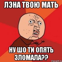 Лэна твою мать ну шо ти опять зломала??