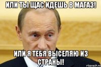 или ты щас идешь в магаз! или я тебя выселяю из страны!