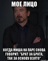 Мое лицо Когда Миша на паре снова говорит: "Брат за брата, так за основу взято"