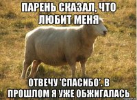 парень сказал, что любит меня отвечу 'спасибо'. в прошлом я уже обжигалась