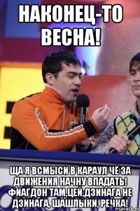 Наконец-то весна! Ща я всмыси в караул чё за движения начну впадать! Фиагдон там,Цей,Дзинага не Дзинага, шашлыки, речка!