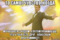 То самое чувство, когда мучаешься с кодом, а потом понимаешь, что у тебя есть друг - классный программист!