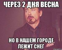 Через 2 дня весна Но в нашем городе лежит снег