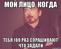 МОЙ ЛИЦО, КОГДА ТЕБЯ 100 РАЗ СПРАШИВАЮТ ЧТО ЗАДАЛИ