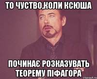 То чуство,коли Ксюша починає розказувать теорему Піфагора