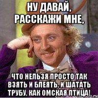 НУ ДАВАЙ, РАССКАЖИ МНЕ, что нельзя просто так взять и блеять, и шатать трубу, как Омская птица!