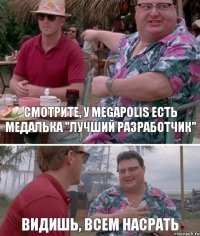 Смотрите, у Megapolis есть медалька "лучший разработчик" Видишь, всем насрать