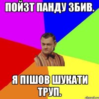 ПОЙЗТ ПАНДУ ЗБИВ. Я ПІШОВ ШУКАТИ ТРУП.