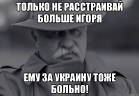 Только не расстраивай больше Игоря ему за Украину тоже больно!