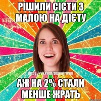 Рішили сісти з малою на дієту аж на 2% стали менше жрать