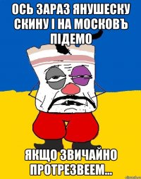 Ось зараз Янушеску скину і на Московъ підемо Якщо звичайно протрезвеем...