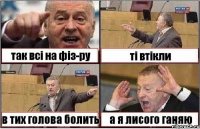 так всі на фіз-ру ті втікли в тих голова болить а я лисого ганяю