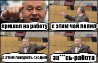 пришел на работу с этим чай попил с этим покурить сходил за***сь-работа