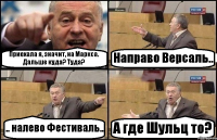 Приехала я, значит, на Маркса. Дальше куда? Туда? Направо Версаль.. .. налево Фестиваль.. А где Шульц то?