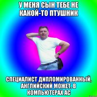 У меня сын тебе не какой-то ПТУшник Специалист дипломированный, английский может, в компьютерах ас