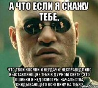 а что если я скажу тебе, что твои косяки и неудачи, несправедливо выставляющие тебя в дурном свете - это ошибки и недосмотры начальства, скидывающего всю вину на тебя?