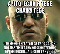 А что, если я тебе скажу тебе что можно играть в доту по одной - две партии в день, а все остальное время посвящать спорту и учебе