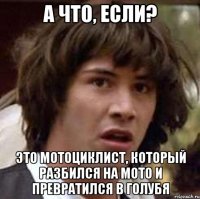 А что, если? Это мотоциклист, который разбился на мото и превратился в голубя