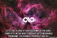 Let's take a look at QuotesChimp of the early conflicts in the war to reduce auto insurance premiums: California's Proposition 103.