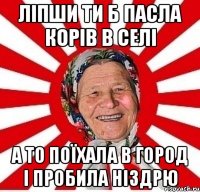 ліпши ти б пасла корів в селі а то поїхала в город і пробила ніздрю