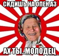 СИДИШЬ НА ОПЕН.АЗ АХ ТЫ..МОЛОДЕЦ