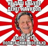 Не даш бабуле денег на укроп Вырастит в полисаднике косяк xD