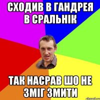 Сходив в Гандрея в сральнік так насрав шо не зміг змити