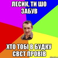 ЛЕСИК, ТИ ШО ЗАБУВ ХТО ТОБІ В БУДКУ СВЄТ ПРОВІВ