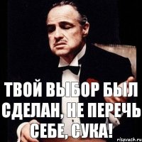 твой выбор был сделан, не перечь себе, сука!