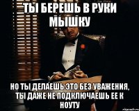 ты берешь в руки мышку но ты делаешь это без уважения, ты даже не подключаешь ее к ноуту