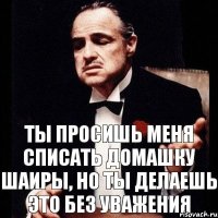 Ты просишь меня списать домашку Шаиры, но ты делаешь это без уважения