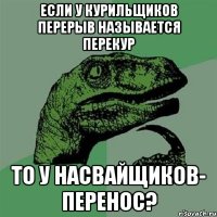 ЕСЛИ У КУРИЛЬЩИКОВ ПЕРЕРЫВ НАЗЫВАЕТСЯ ПЕРЕКУР ТО У НАСВАЙЩИКОВ- ПЕРЕНОС?