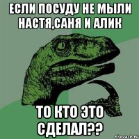 если посуду не мыли Настя,Саня и Алик то кто это сделал??