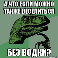 А ЧТО ЕСЛИ МОЖНО ТАКЖЕ ВЕСЕЛИТЬСЯ БЕЗ ВОДКИ?