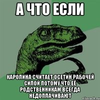 А ЧТО ЕСЛИ КАРОЛИНА СЧИТАЕТ ОСЕТИН РАБОЧЕЙ СИЛОЙ ПОТОМУ ЧТО ЕЁ РОДСТВЕННИКАМ ВСЕГДА НЕДОПЛАЧИВАЮТ