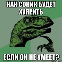 Как Соник будет хуярить Если он не умеет?