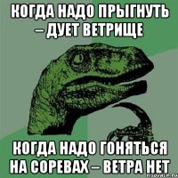 когда надо прыгнуть – дует ветрище когда надо гоняться на соревах – ветра нет