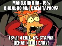 Макс.скидка - 15% Сколько мы даем Тарасу? 18%!! И еще -5% старая цена!! И еще елку!