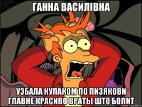 ГАННА ВАСИЛIВНА УЭБАЛА КУЛАКОМ ПО ПИЗЯКОВИ ГЛАВНЕ КРАСИВО ВРАТЫ ШТО БОЛИТ