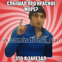 Слышал про красное море? Это я зарезал.