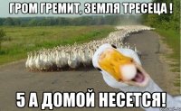 Гром гремит, земля тресеца ! 5 А домой несется!