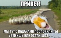 Привет! Мы тут с пацанами поспорили.ты убежишь или останешся.....