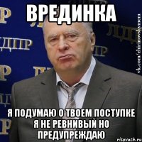 ВРЕДИНКА я подумаю о твоем поступке я не ревнивый но предупреждаю